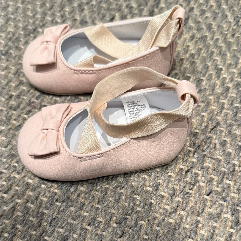 Janie and Jack Soft Pink Baby Ballet Crib Shoes 3-6 Months